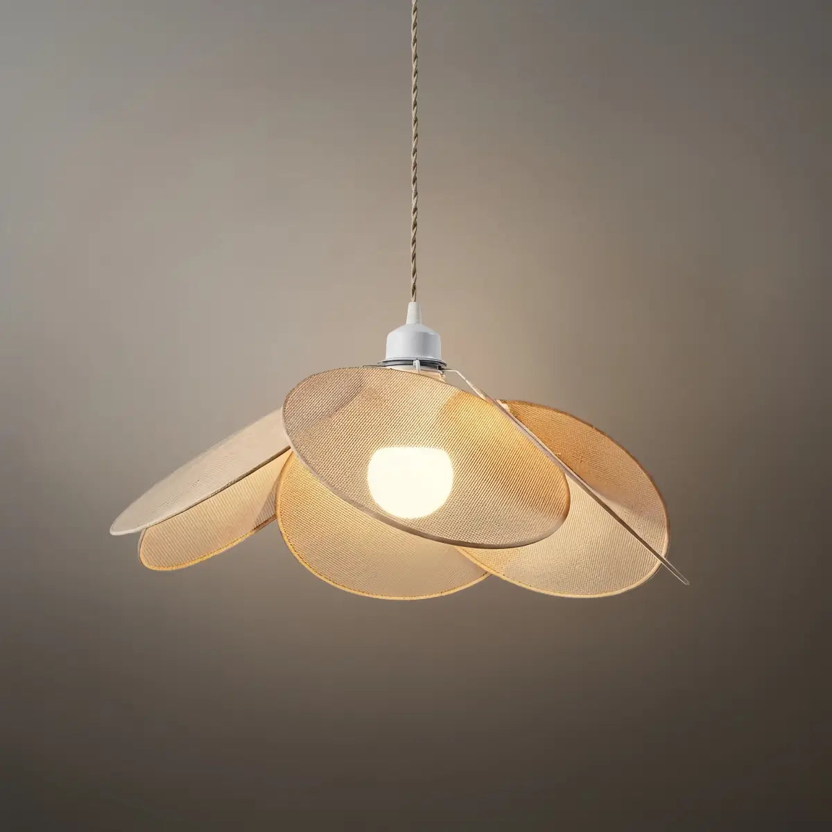 Farmhouse Metal & Fabric Pendant Light -- Orange/Brown/Beige for Living Room - Flindria