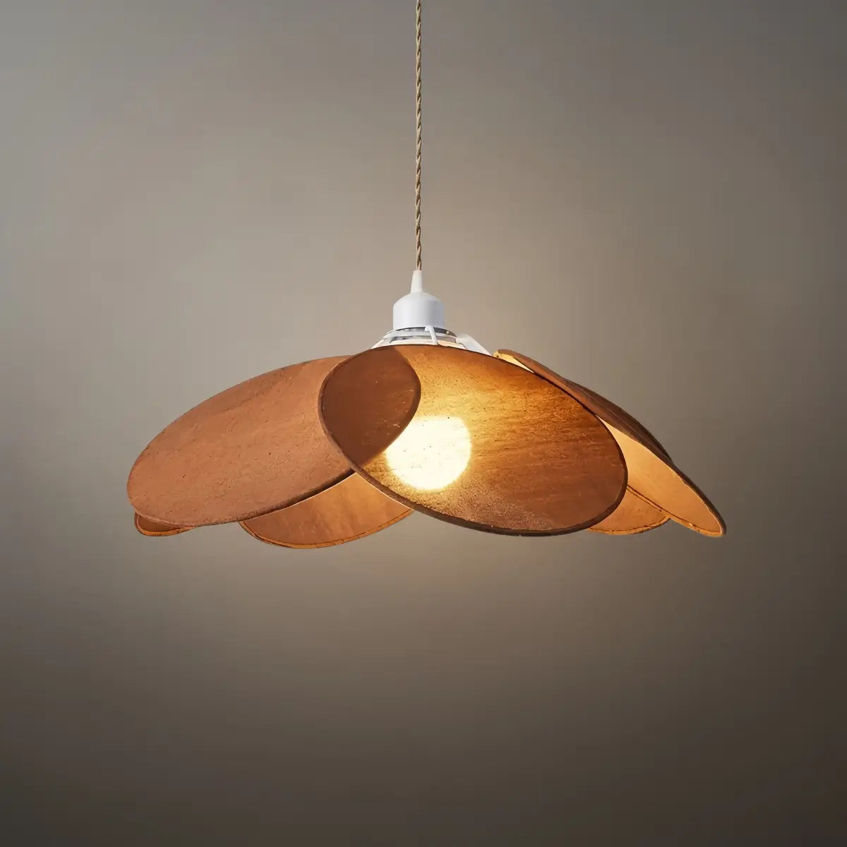 Farmhouse Metal & Fabric Pendant Light -- Orange/Brown/Beige for Living Room - Flindria