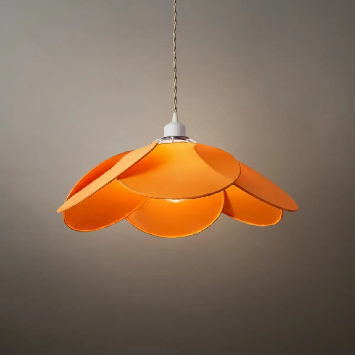 Farmhouse Metal & Fabric Pendant Light -- Orange/Brown/Beige for Living Room - Flindria