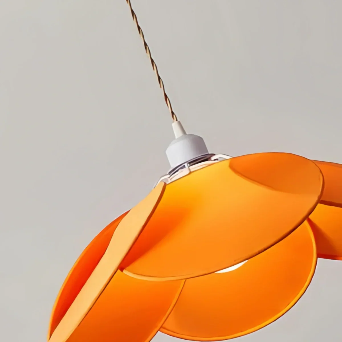 Farmhouse Metal & Fabric Pendant Light -- Orange/Brown/Beige for Living Room - Flindria