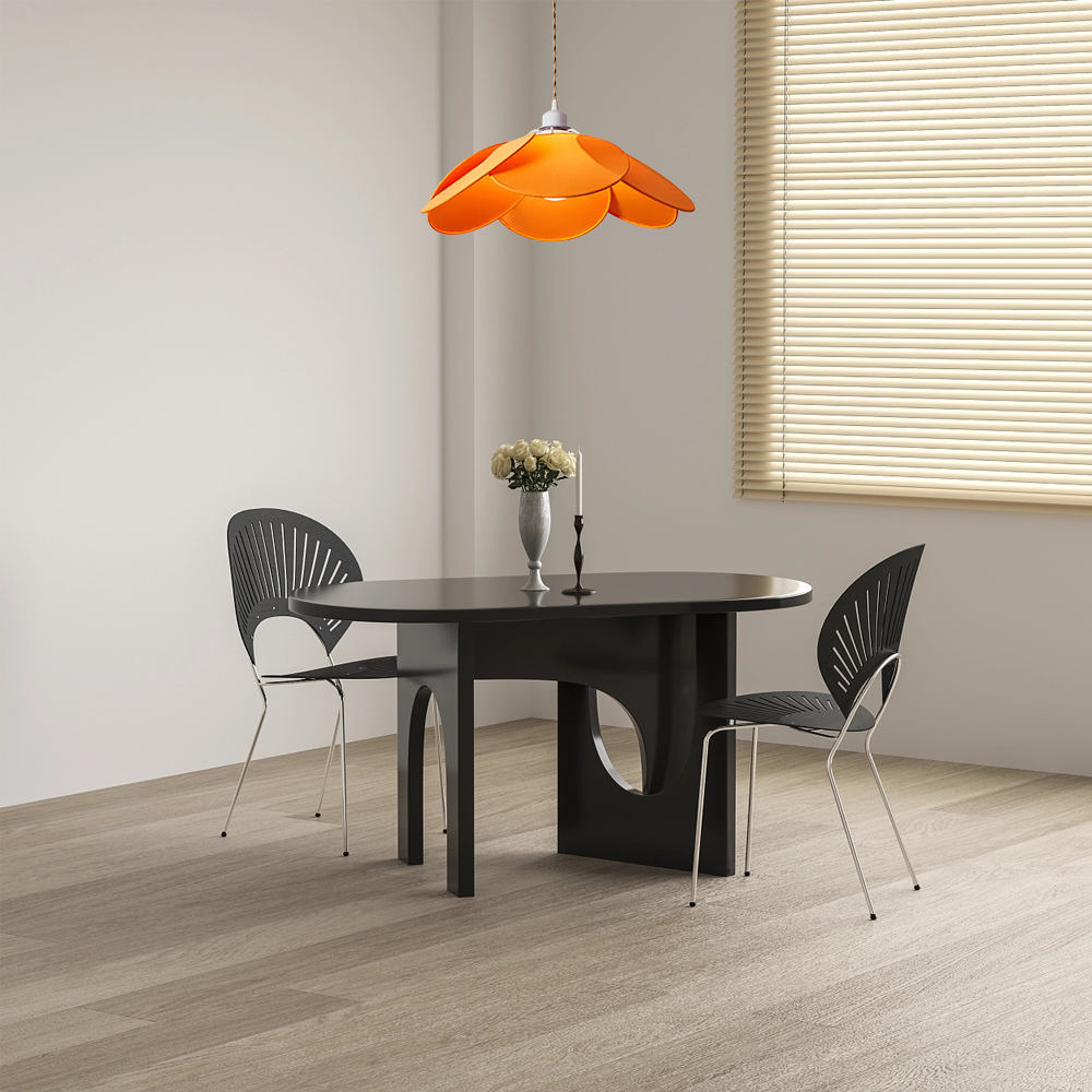 Farmhouse Metal & Fabric Pendant Light -- Orange/Brown/Beige for Living Room - Flindria