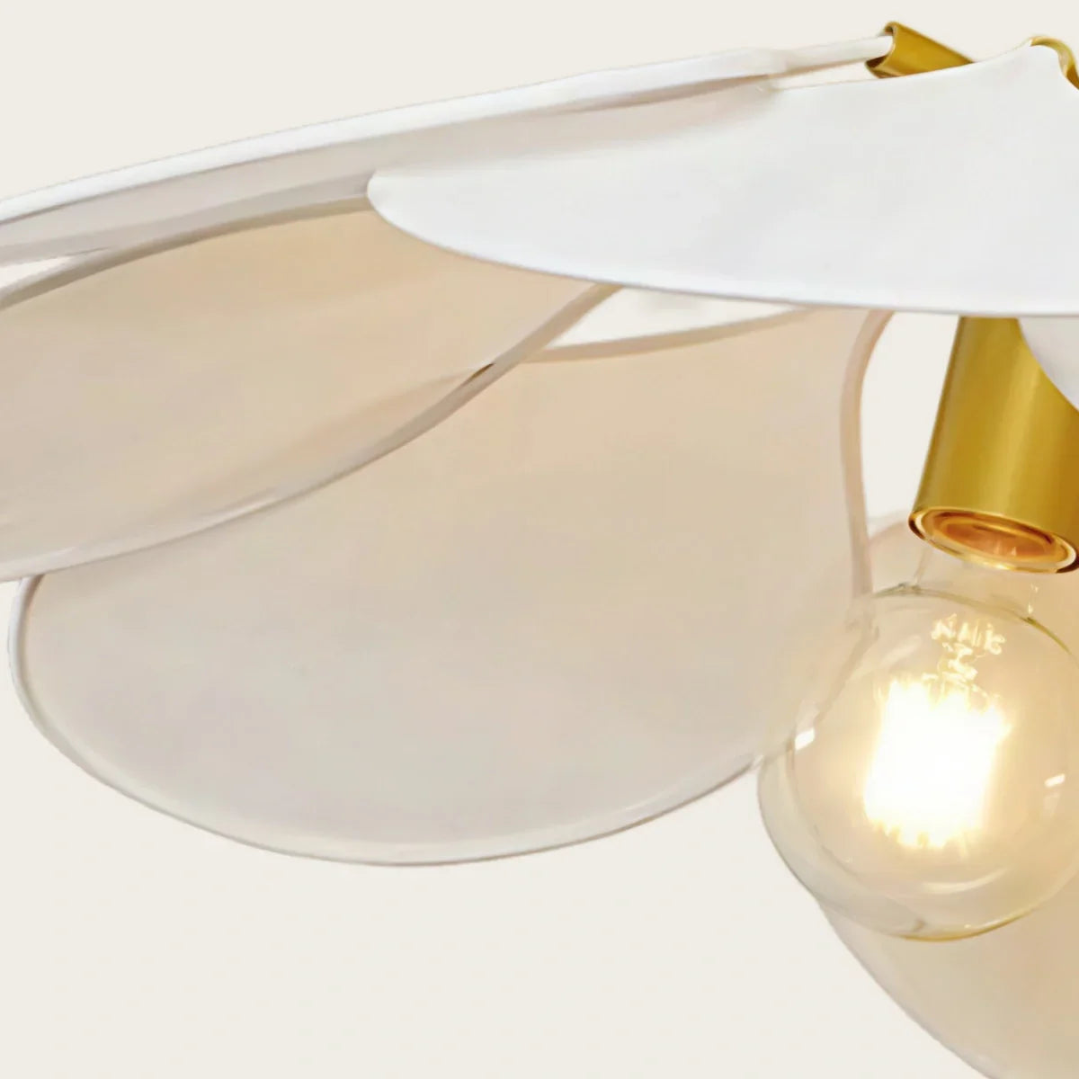 Art Deco Floral Metal & Fabric Pendant Light -- White/Brown for Living Room - Flindria
