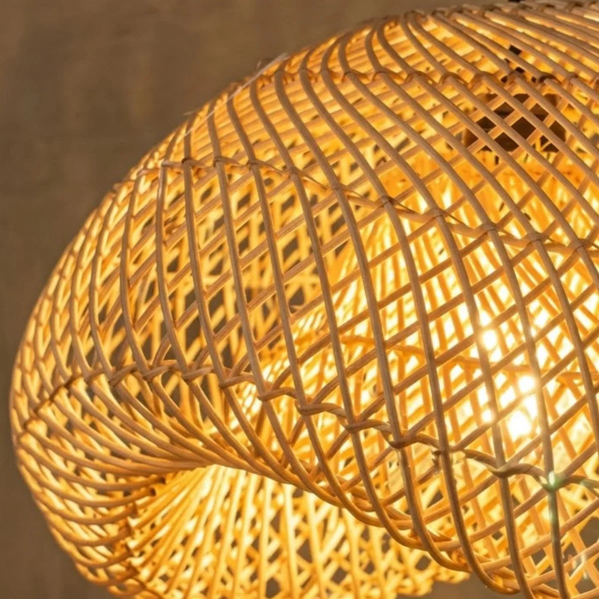Farmhouse Pendant Light — Uneven Metal & Rattan for Dining Room - Flindria