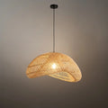 Farmhouse Pendant Light — Uneven Metal & Rattan for Dining Room - Flindria