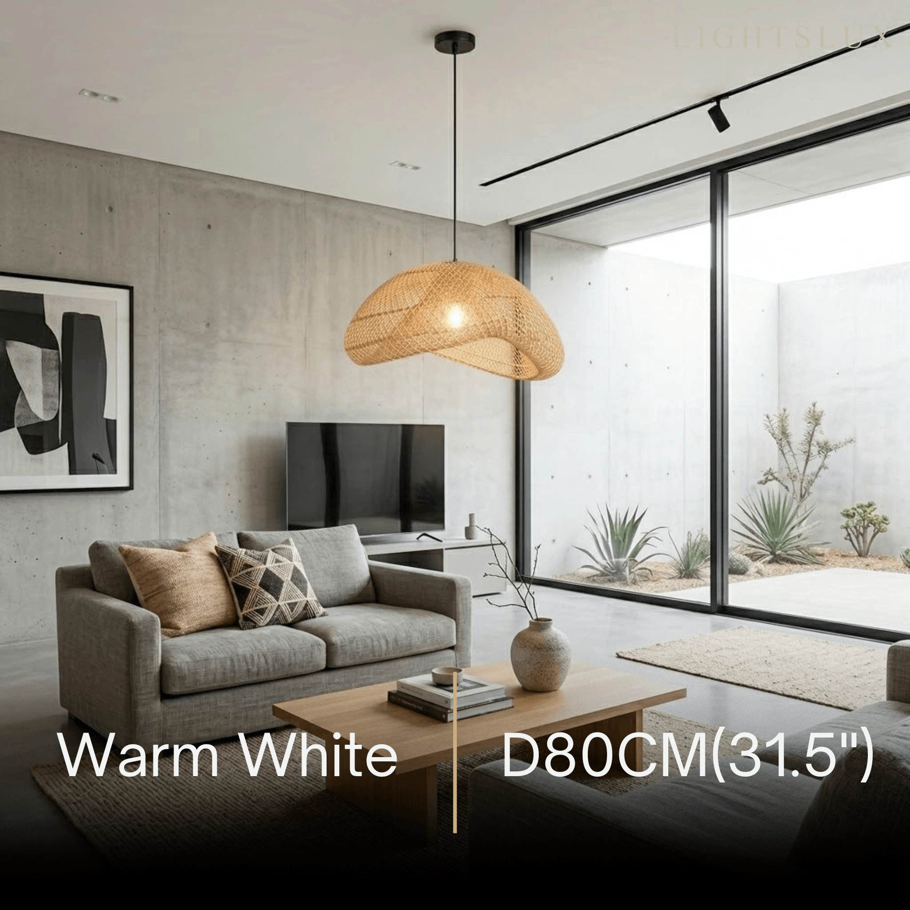 Farmhouse Pendant Light — Uneven Metal & Rattan for Dining Room - Flindria