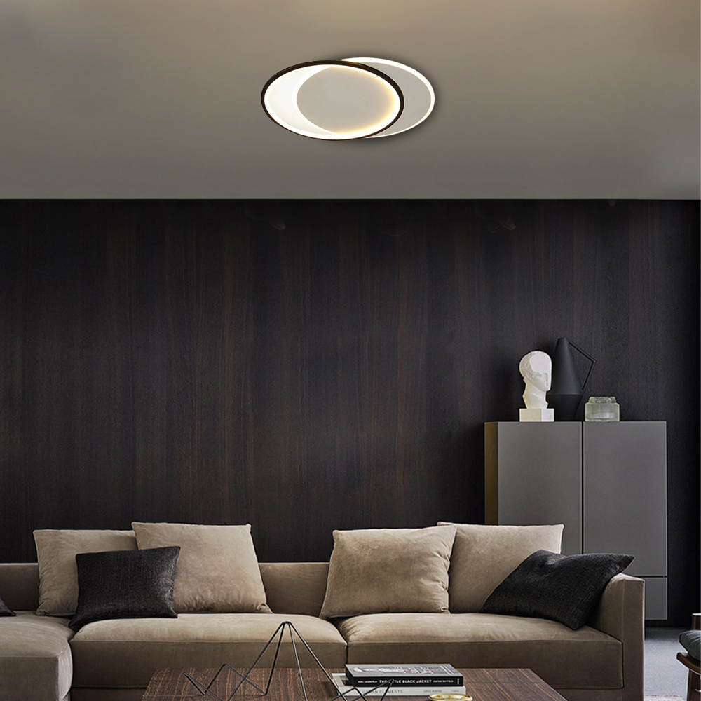 Modern Black Ceiling Light – Metal & Acrylic Geometric Design for Bedroom - Flindria