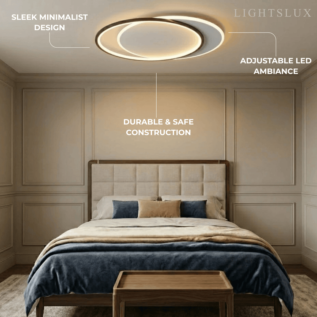 Modern Black Ceiling Light – Metal & Acrylic Geometric Design for Bedroom - Flindria