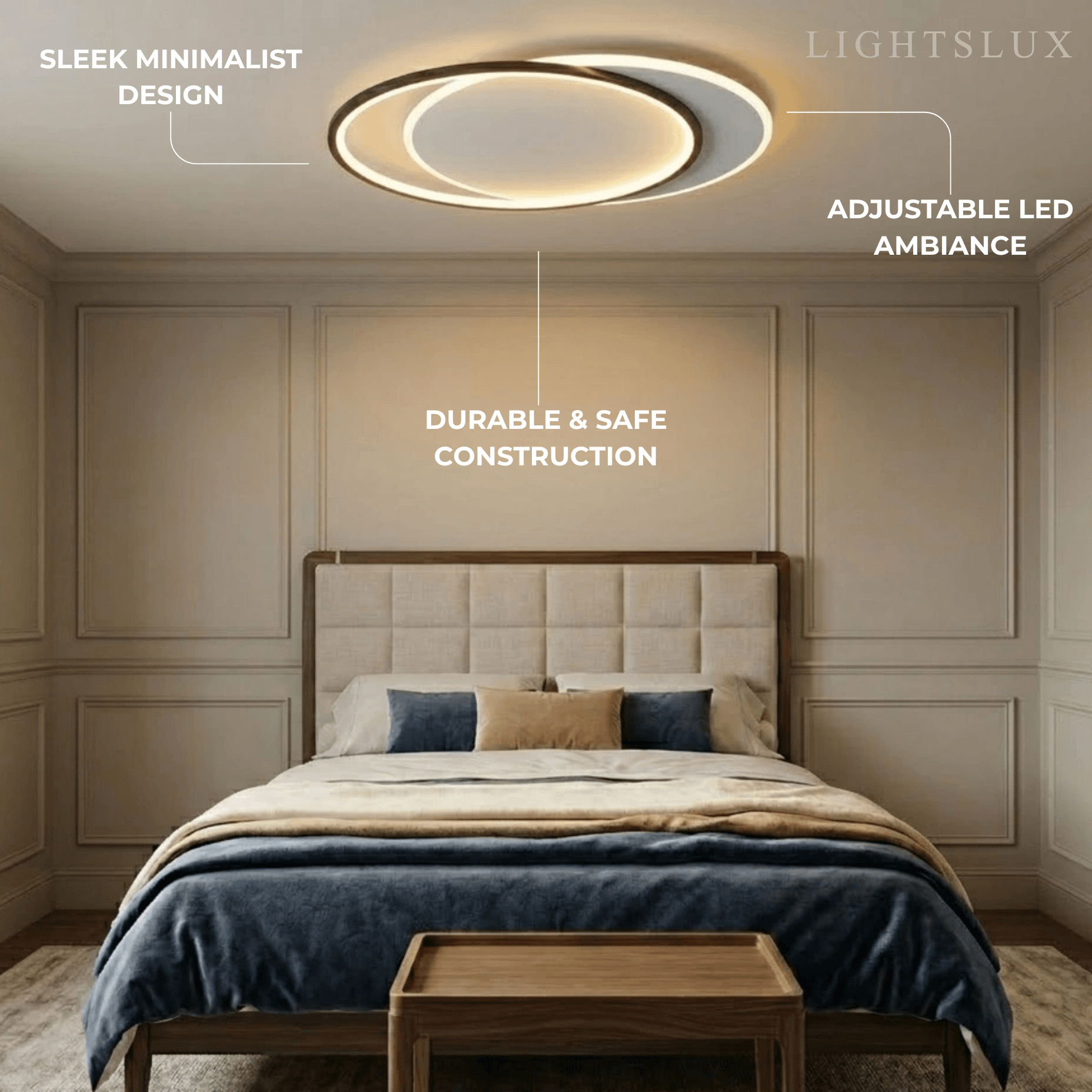Modern Black Ceiling Light – Metal & Acrylic Geometric Design for Bedroom - Flindria