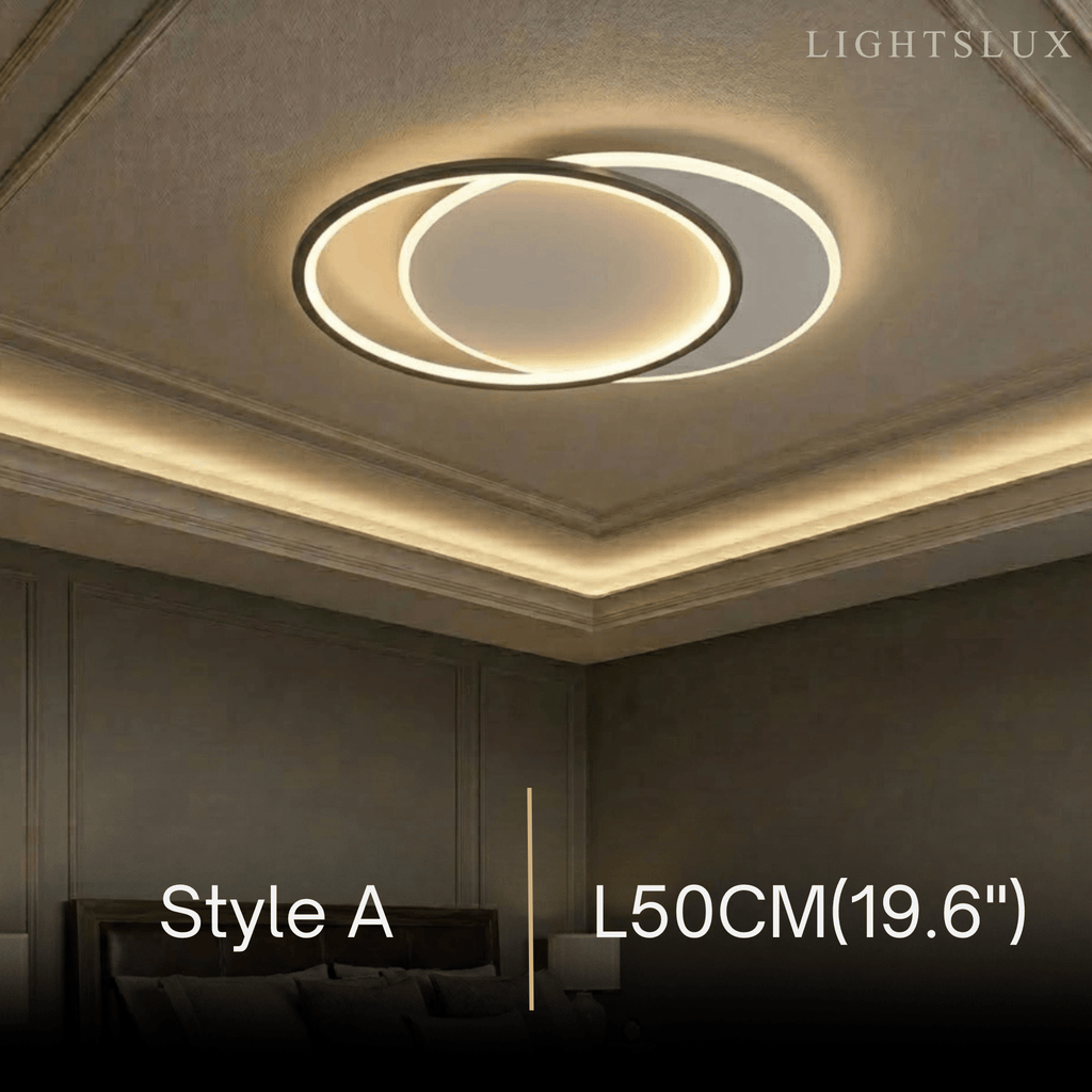 Modern Black Ceiling Light – Metal & Acrylic Geometric Design for Bedroom - Flindria