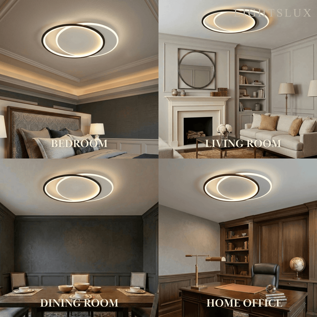 Modern Black Ceiling Light – Metal & Acrylic Geometric Design for Bedroom - Flindria