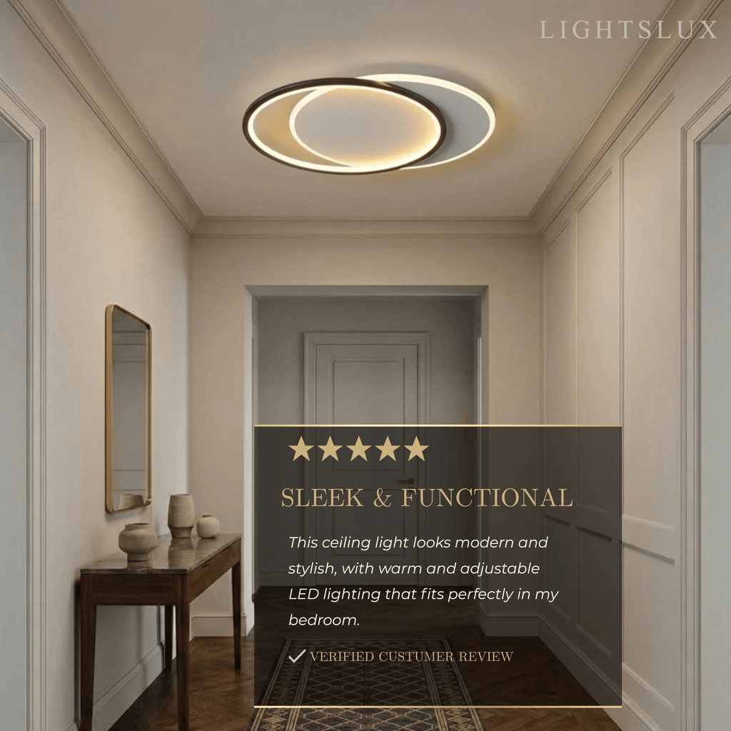 Modern Black Ceiling Light – Metal & Acrylic Geometric Design for Bedroom - Flindria