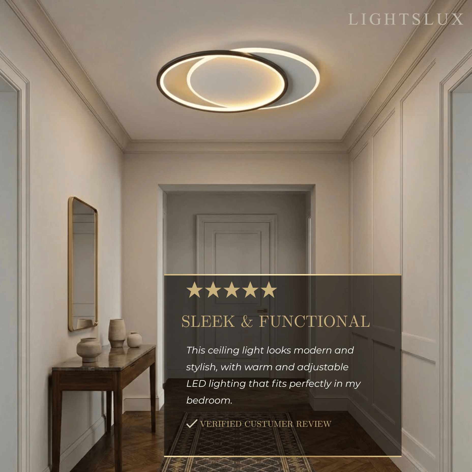 Modern Black Ceiling Light – Metal & Acrylic Geometric Design for Bedroom - Flindria