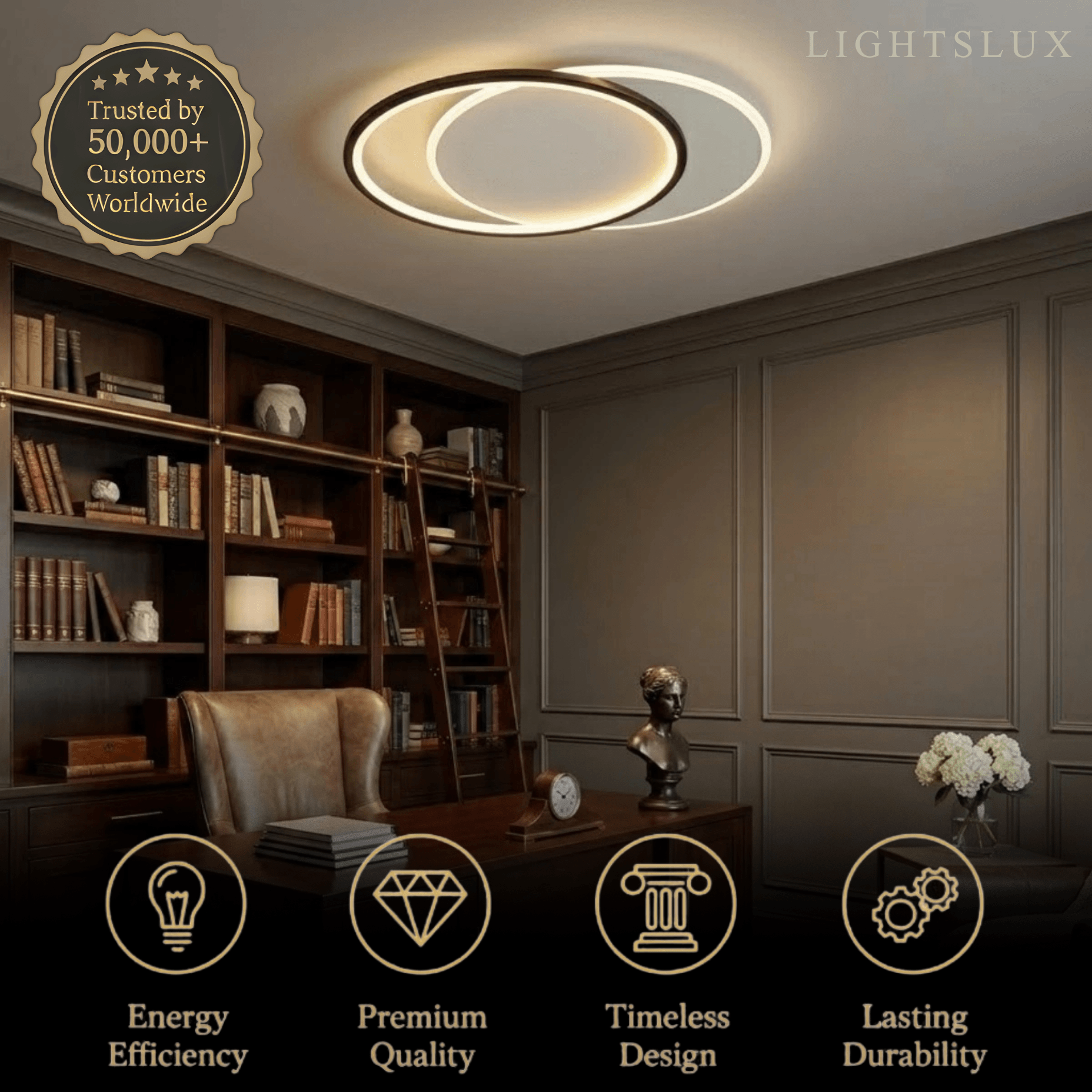 Modern Black Ceiling Light – Metal & Acrylic Geometric Design for Bedroom - Flindria