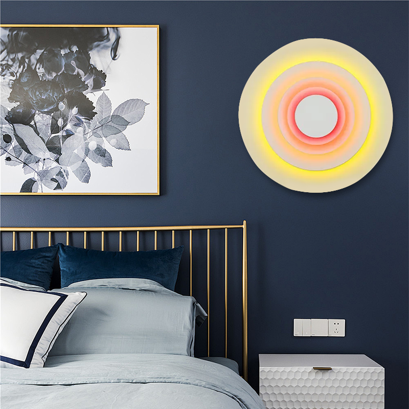 Morandi Metal Wall Lamp - Blue/Pink/Yellow Round Design for Living Room - Flindria