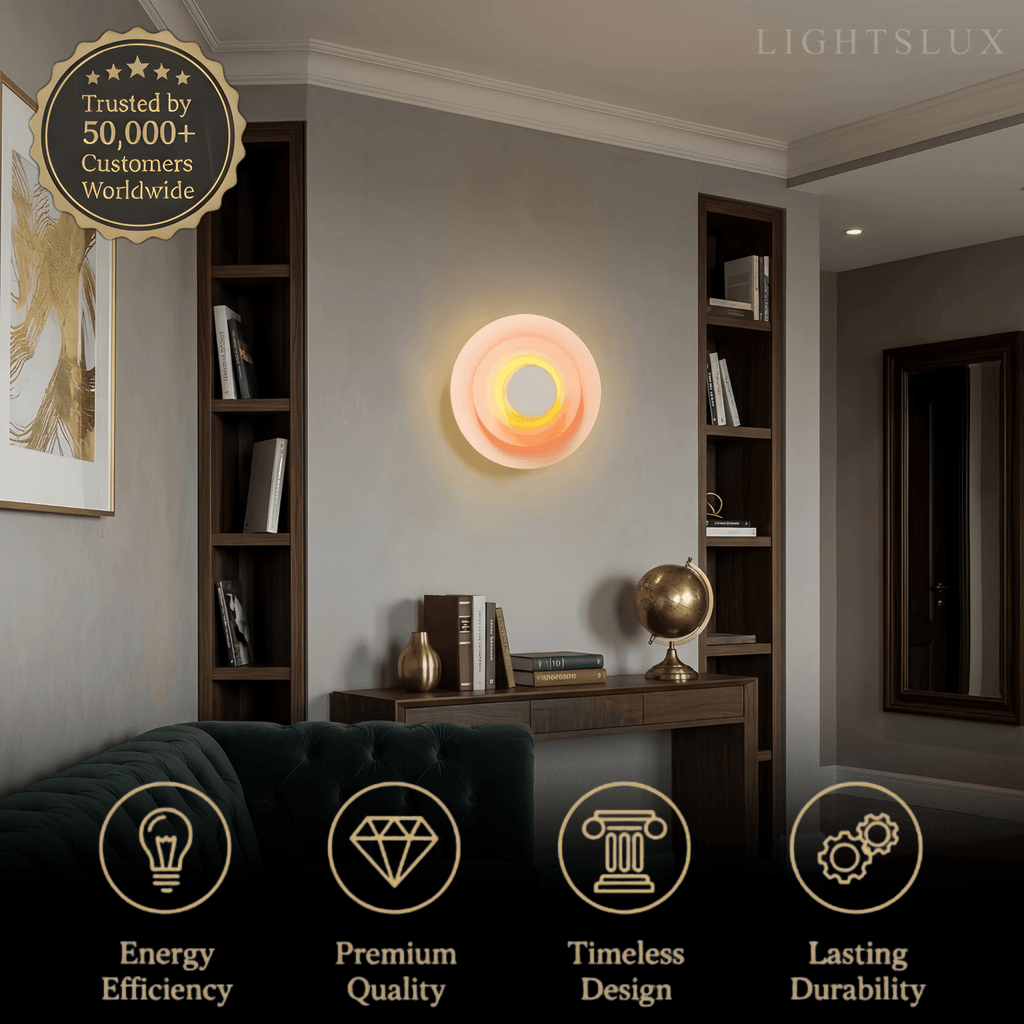 Morandi Metal Wall Lamp - Blue/Pink/Yellow Round Design for Living Room - Flindria