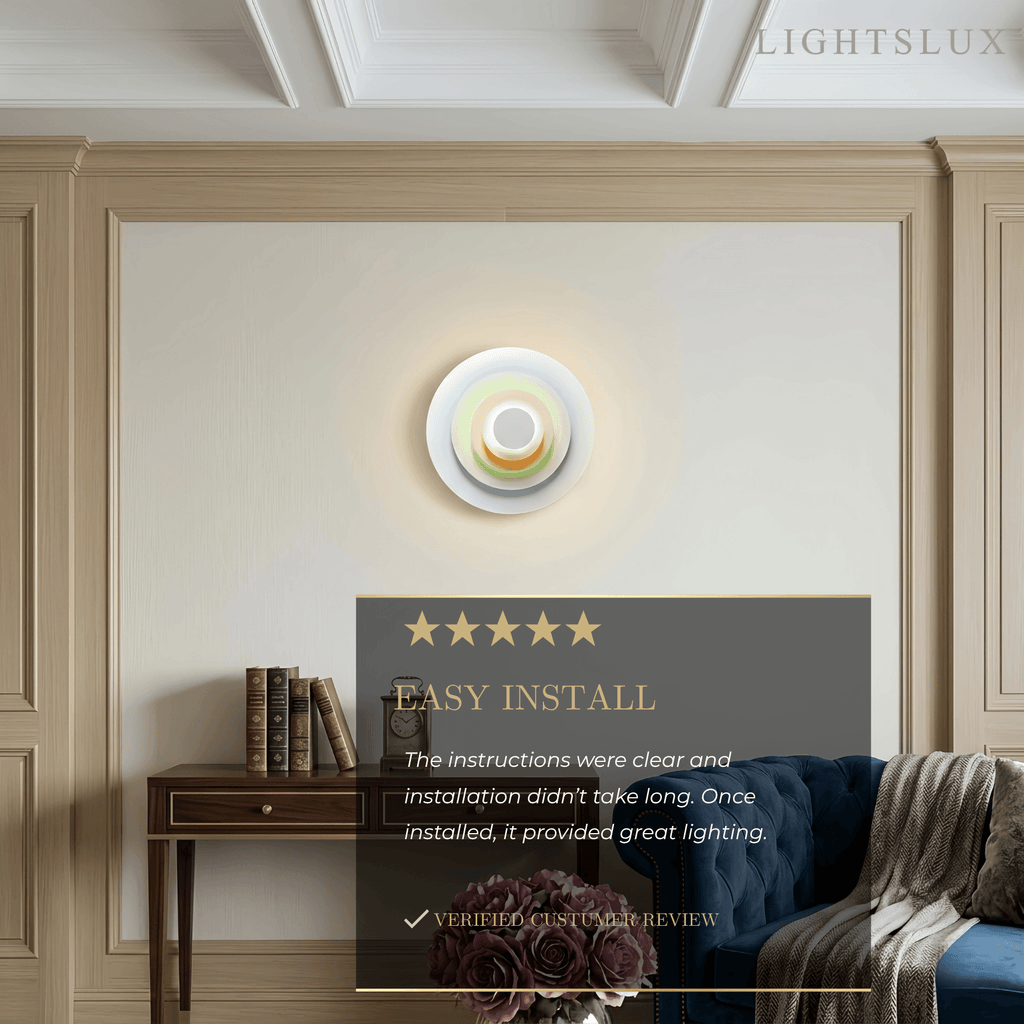 Morandi Metal Wall Lamp - Blue/Pink/Yellow Round Design for Living Room - Flindria
