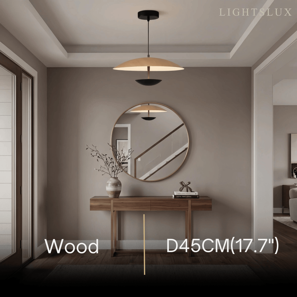 Nordic Hooded Pendant Light - Wood/Brown Metal for Dining Room - Flindria