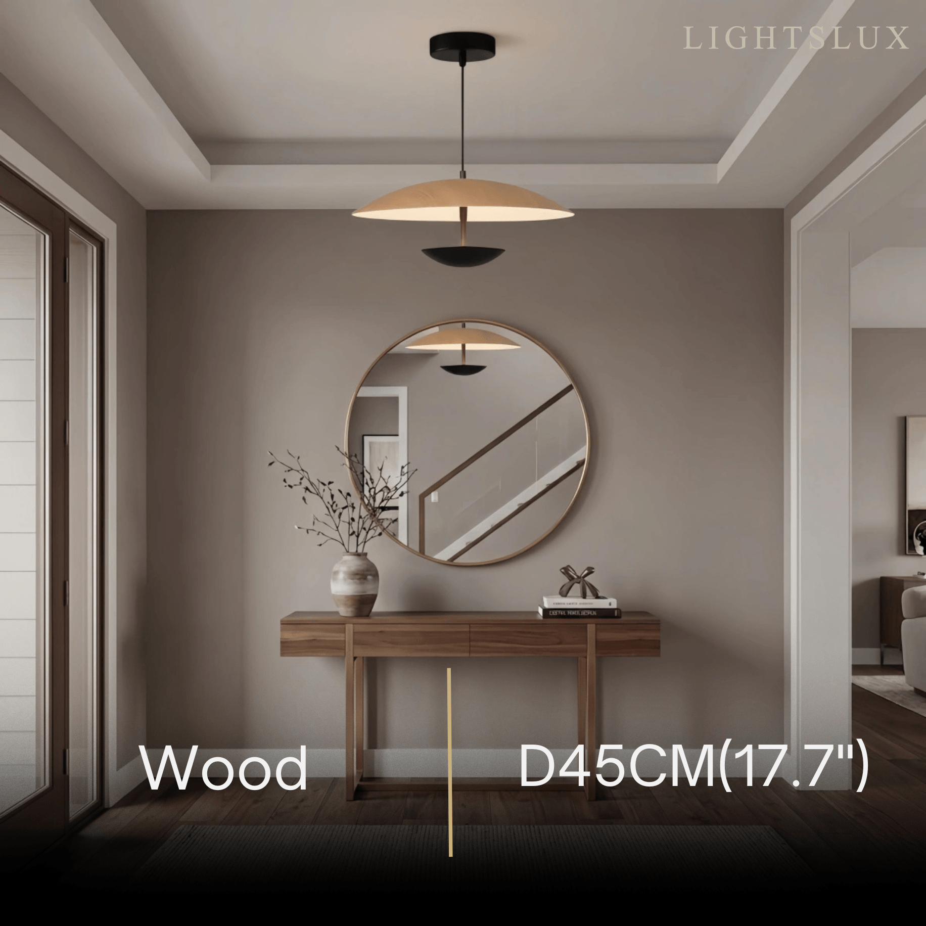 Nordic Hooded Pendant Light - Wood/Brown Metal for Dining Room - Flindria