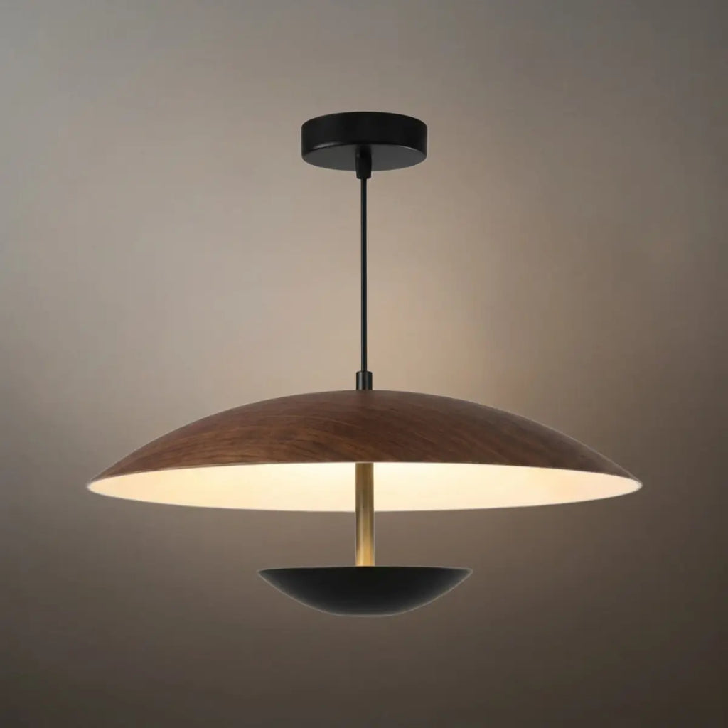 Nordic Hooded Pendant Light - Wood/Brown Metal for Dining Room - Flindria