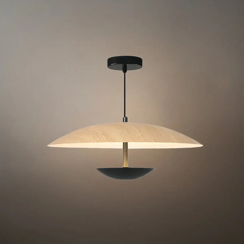 Nordic Hooded Pendant Light - Wood/Brown Metal for Dining Room - Flindria