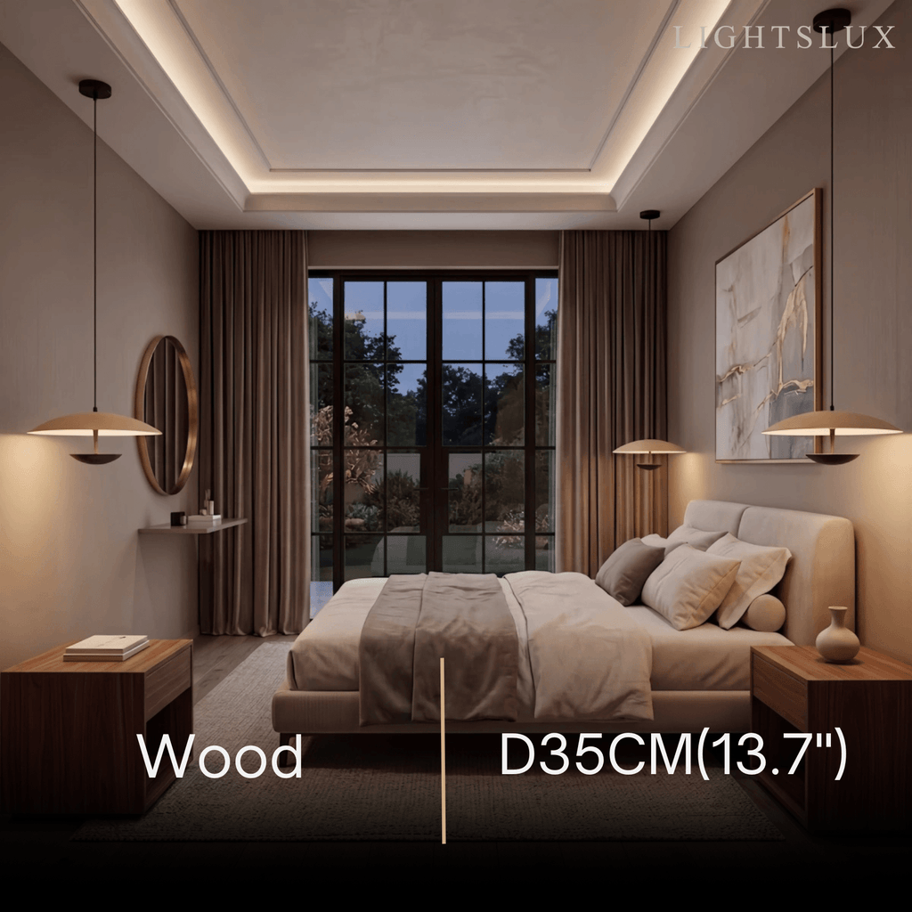 Nordic Hooded Pendant Light - Wood/Brown Metal for Dining Room - Flindria