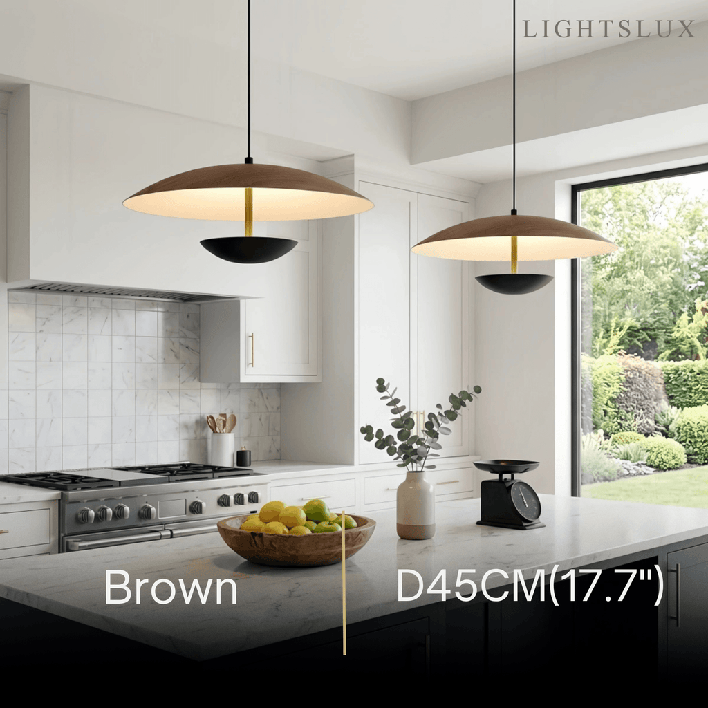Nordic Hooded Pendant Light - Wood/Brown Metal for Dining Room - Flindria