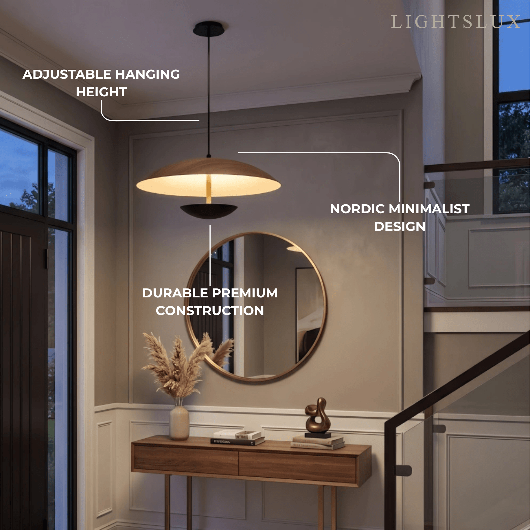 Nordic Hooded Pendant Light - Wood/Brown Metal for Dining Room - Flindria