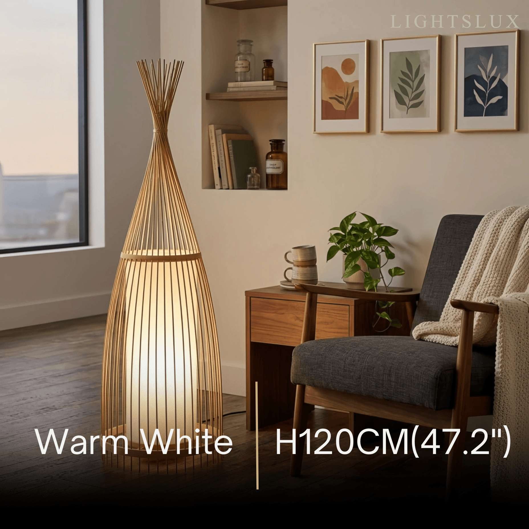 Designer Bamboo Floor Lamp – Bottle-Shaped Living Room - Flindria