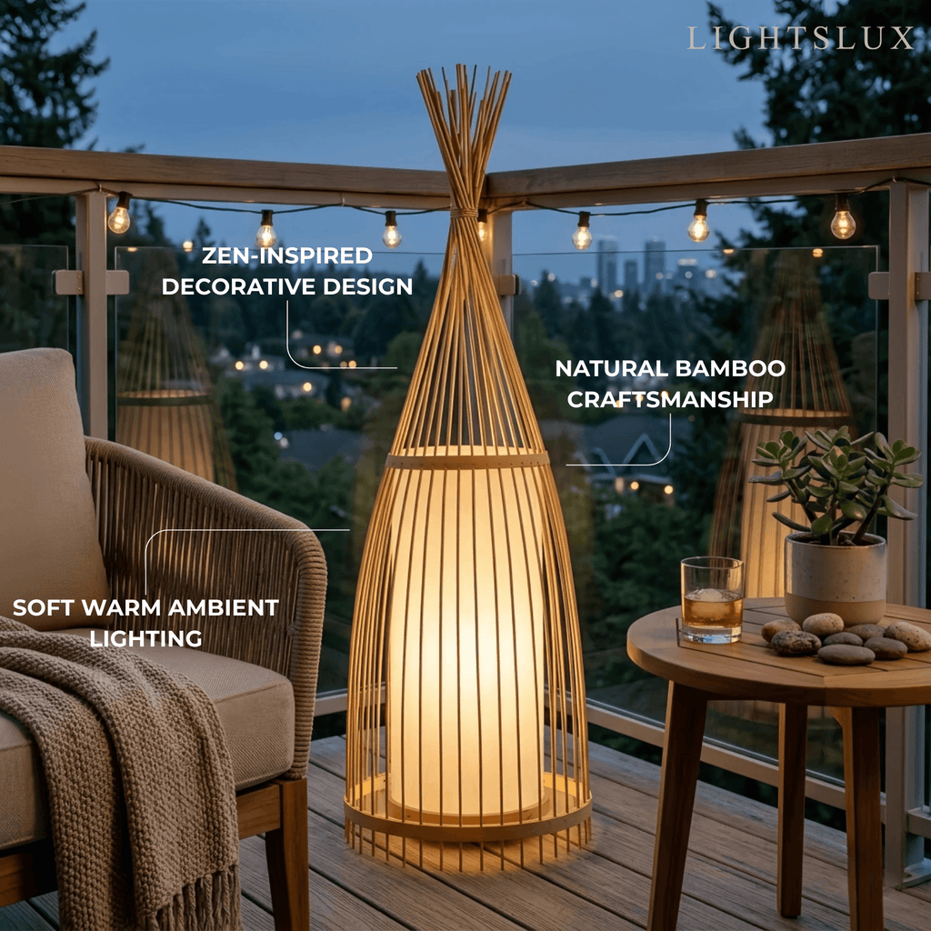 Designer Bamboo Floor Lamp – Bottle-Shaped Living Room - Flindria