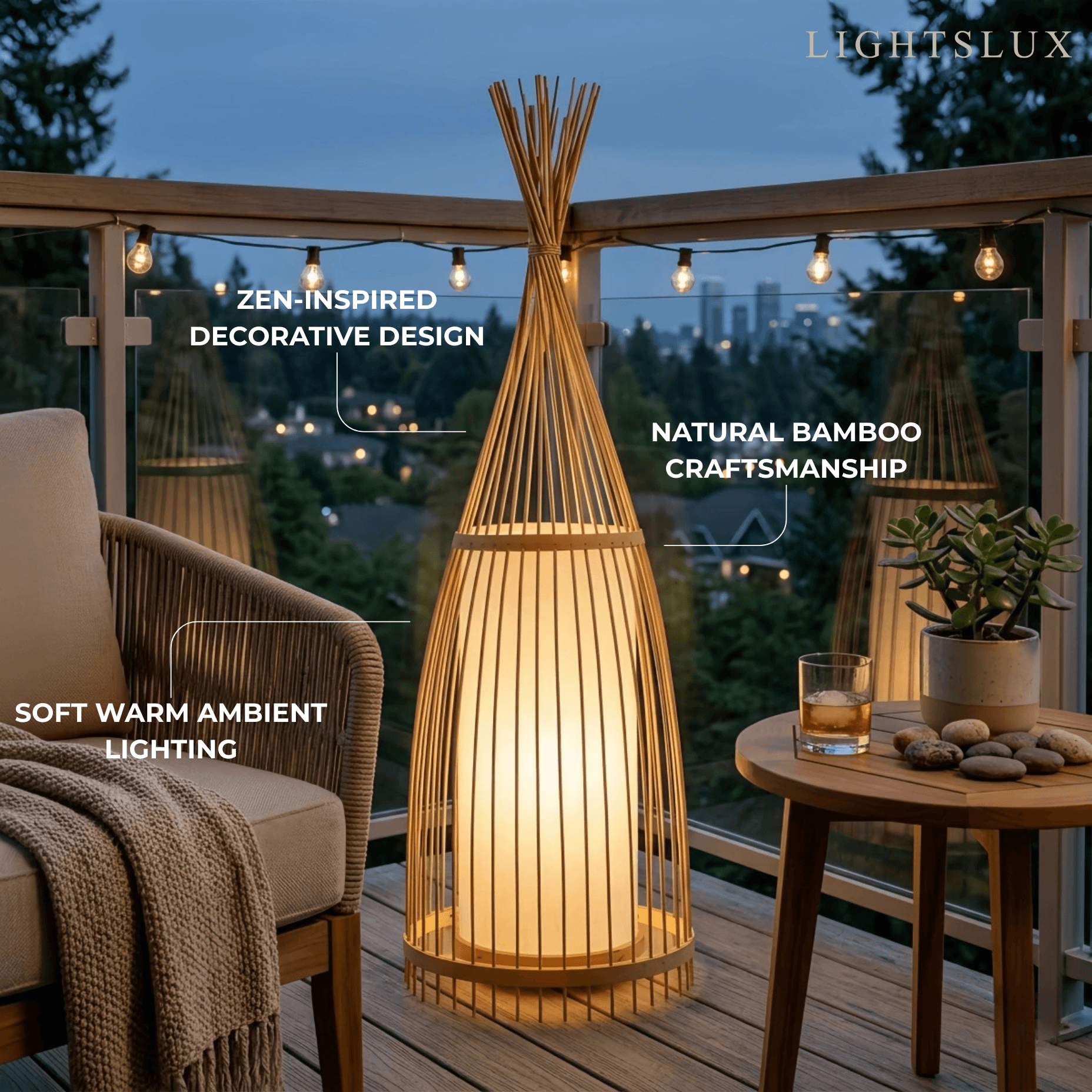 Designer Bamboo Floor Lamp – Bottle-Shaped Living Room - Flindria