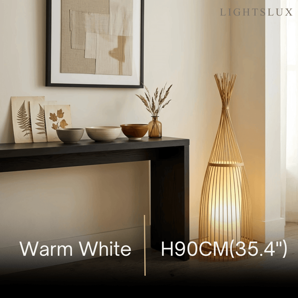 Designer Bamboo Floor Lamp – Bottle-Shaped Living Room - Flindria