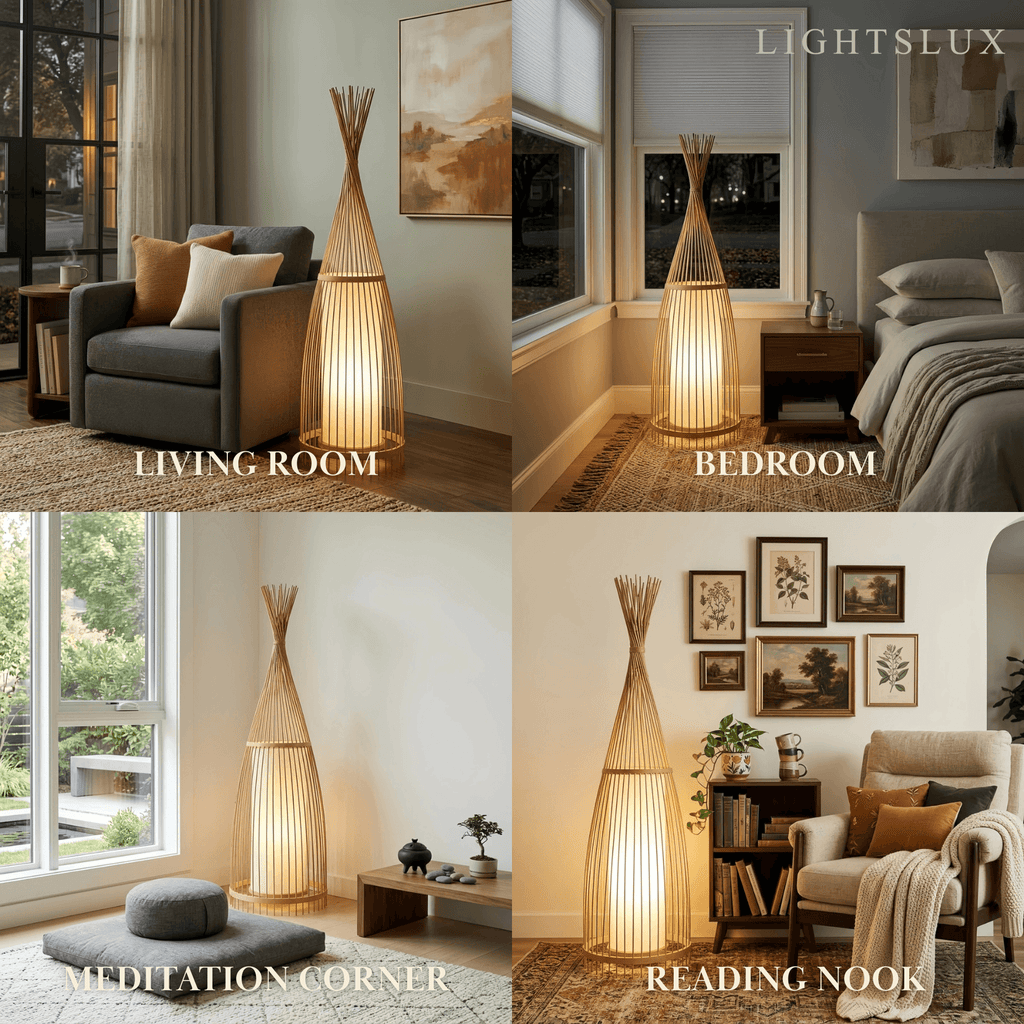 Designer Bamboo Floor Lamp – Bottle-Shaped Living Room - Flindria
