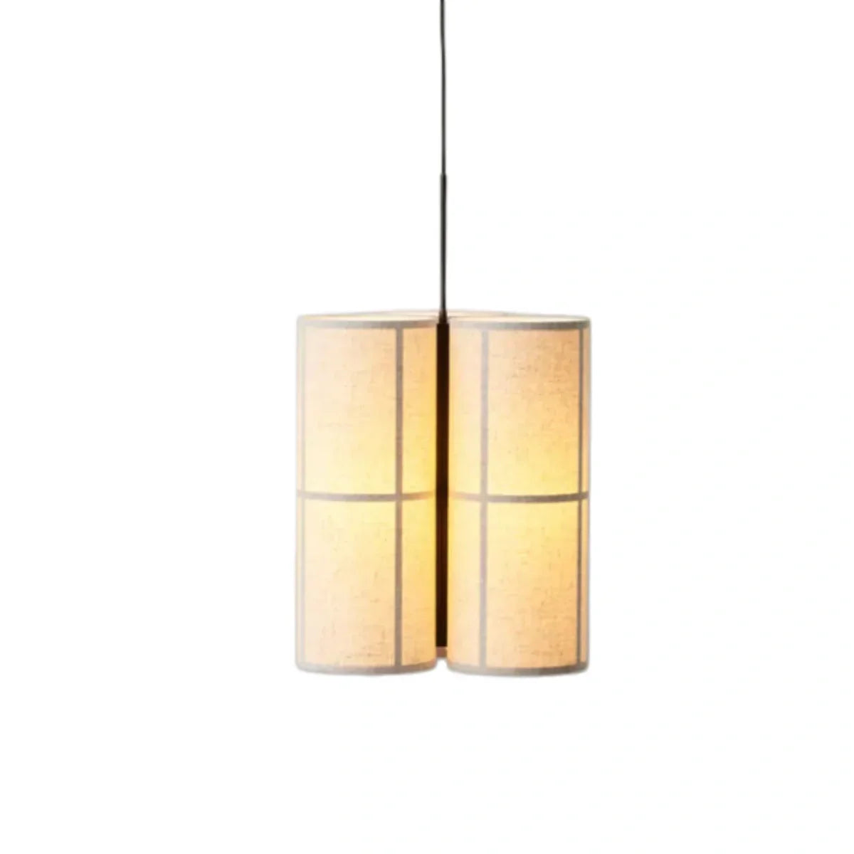 Modern Pendant Light — White Metal & Fabric Cylinder for Living Room - Flindria