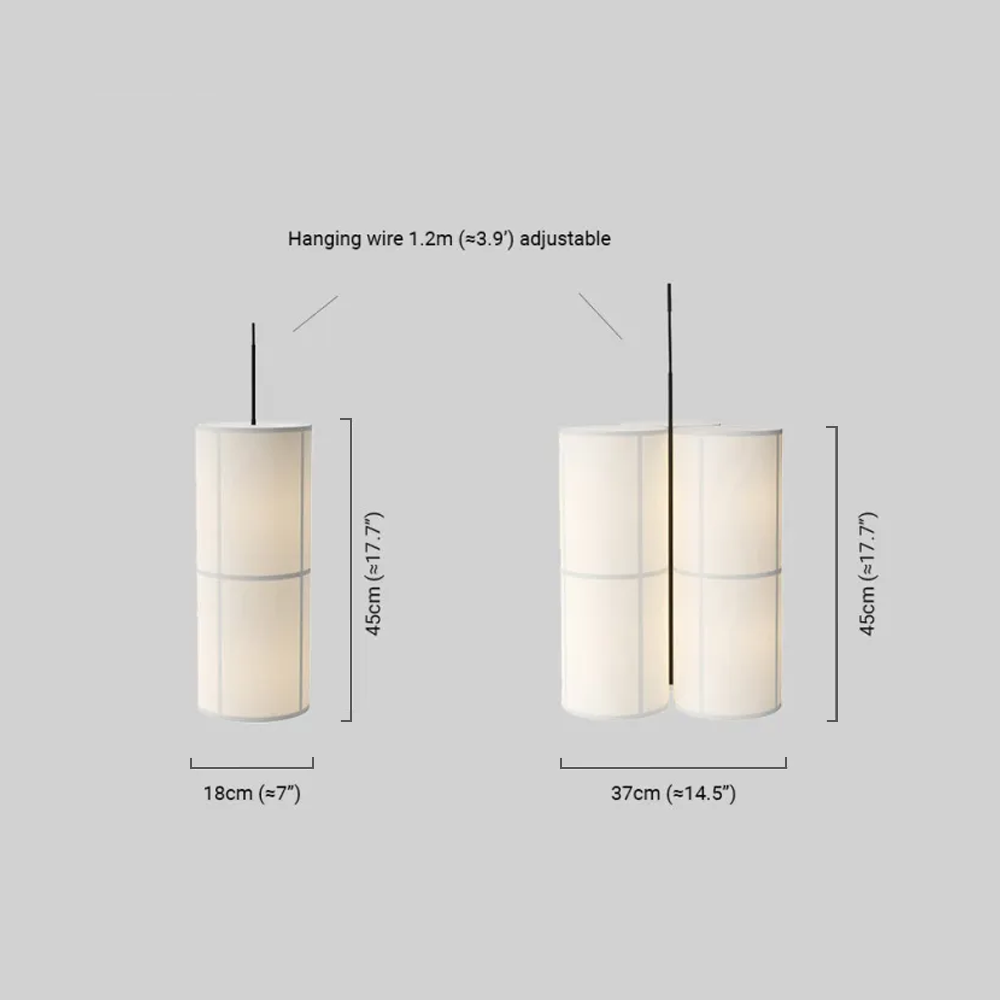 Modern Pendant Light — White Metal & Fabric Cylinder for Living Room - Flindria