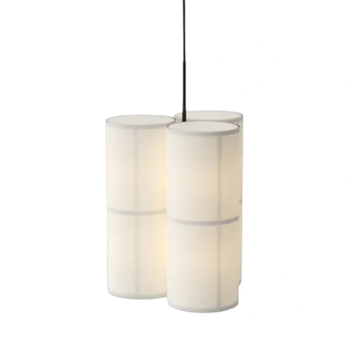 Modern Pendant Light — White Metal & Fabric Cylinder for Living Room - Flindria