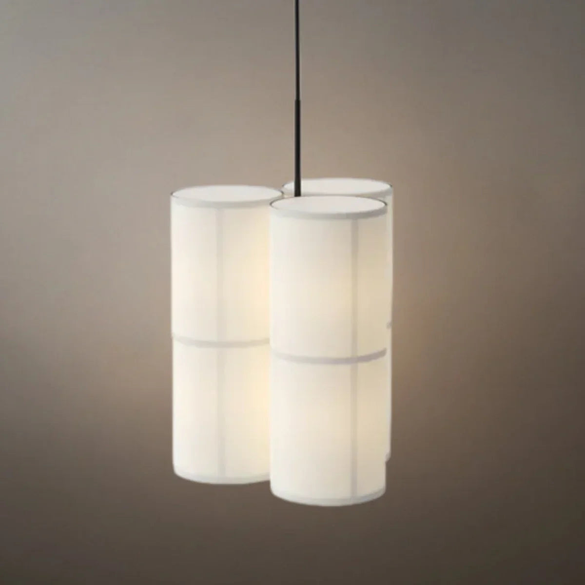 Modern Pendant Light — White Metal & Fabric Cylinder for Living Room - Flindria