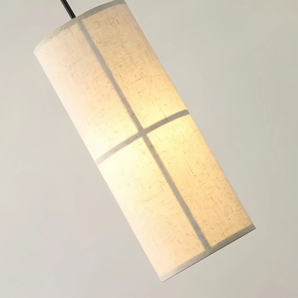 Modern Pendant Light — White Metal & Fabric Cylinder for Living Room - Flindria