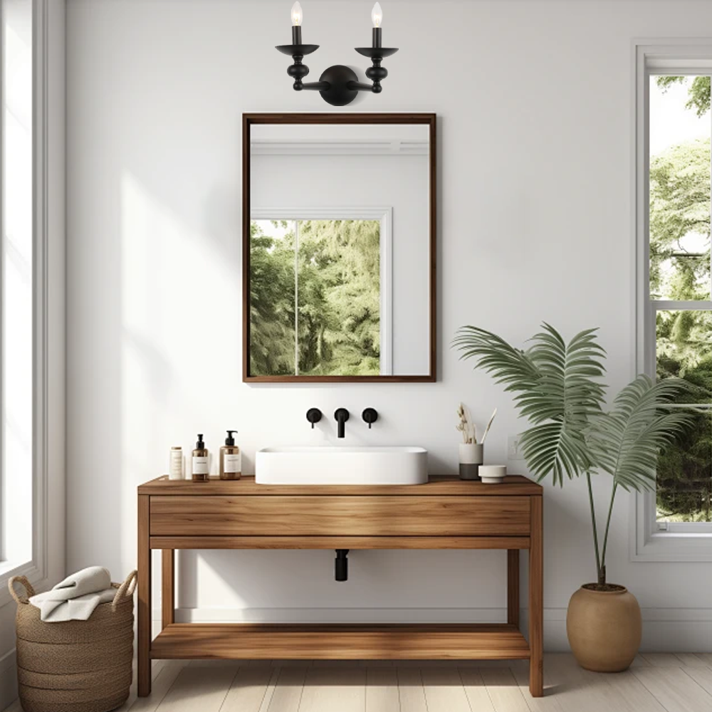 Candelabro vintage negro - Lámpara convertible de pared/colgante con vidrio para comedor - Flindria