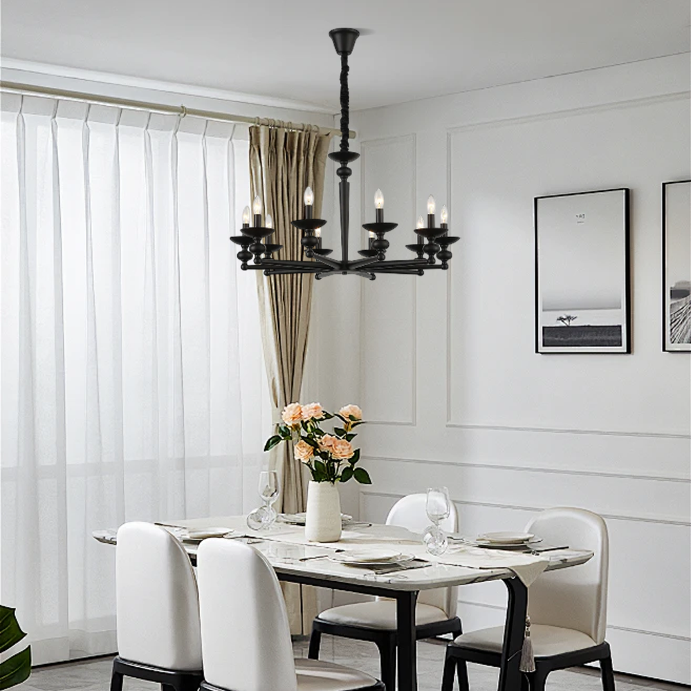 Candelabro vintage negro - Lámpara convertible de pared/colgante con vidrio para comedor - Flindria