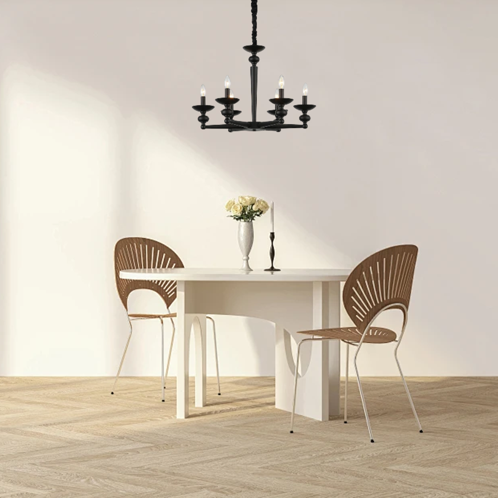 Candelabro vintage negro - Lámpara convertible de pared/colgante con vidrio para comedor - Flindria