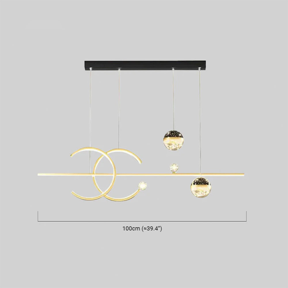 Lámpara colgante de globo moderna - Metal negro/dorado y vidrio para comedor - Flindria