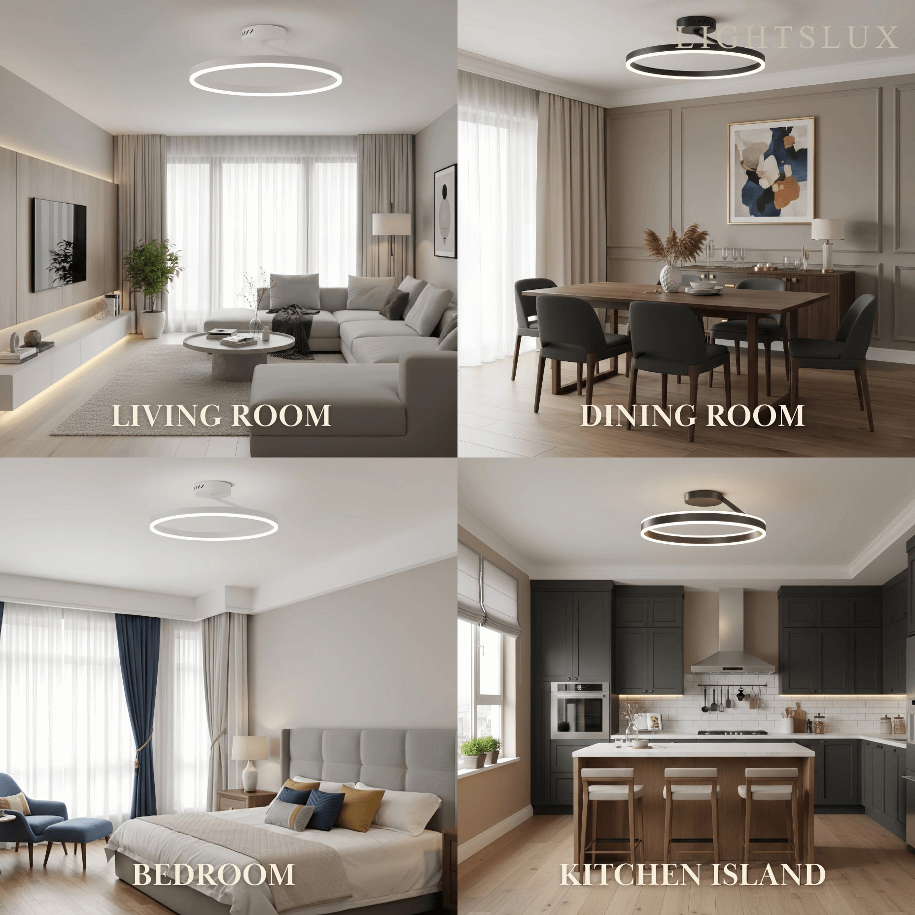 Modern Circular Flush Mount Ceiling Light – Black/White for Bedroom - Flindria