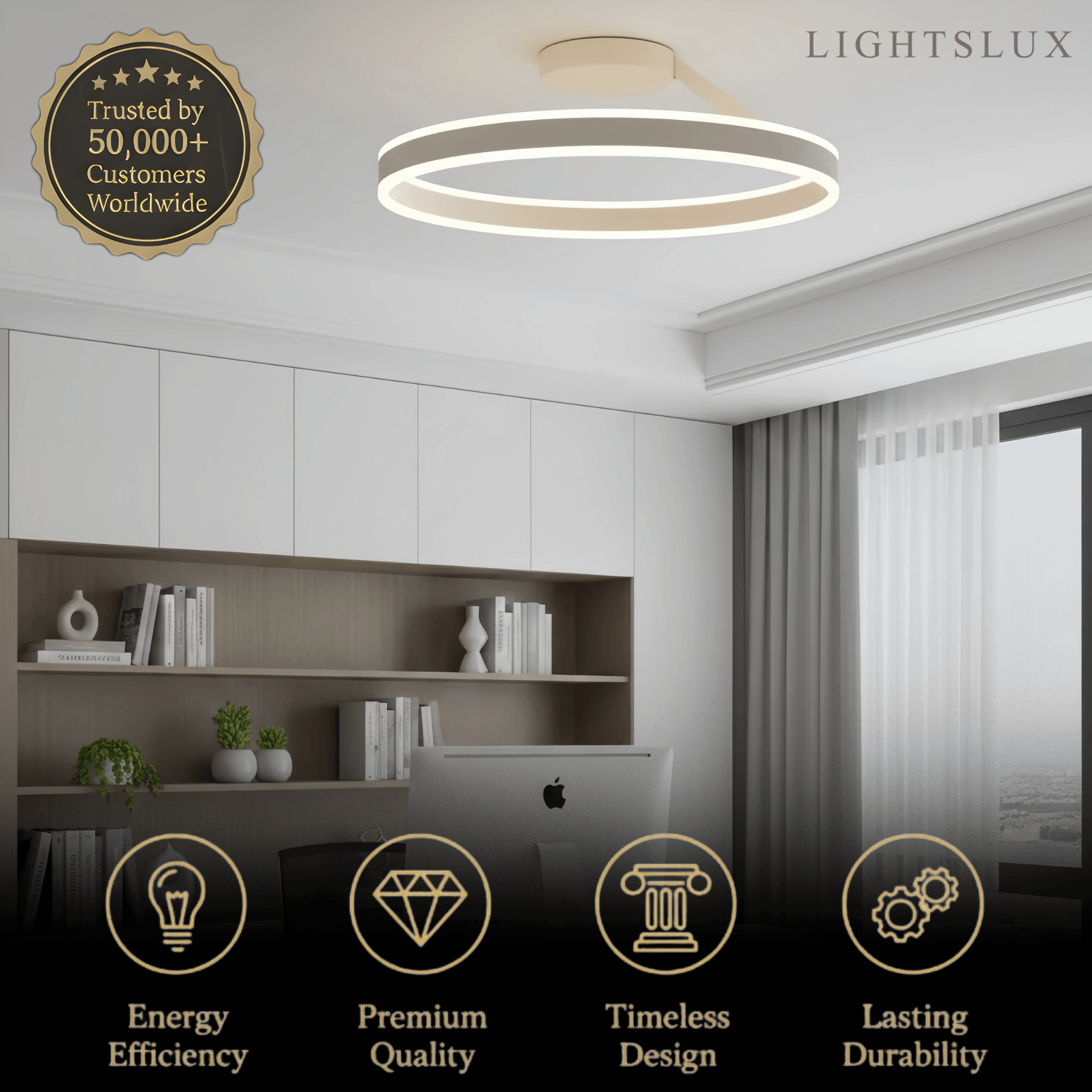 Modern Circular Flush Mount Ceiling Light – Black/White for Bedroom - Flindria