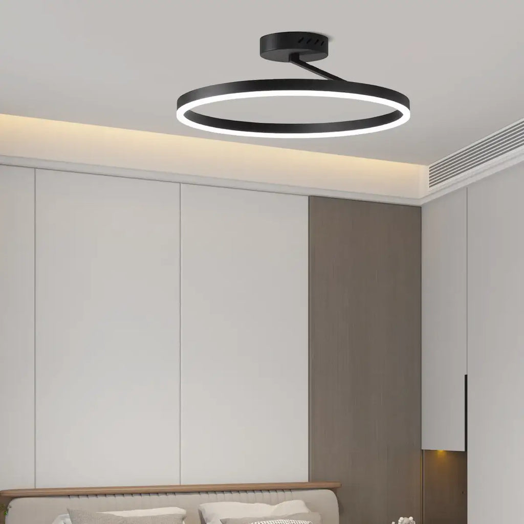 Modern Circular Flush Mount Ceiling Light – Black/White for Bedroom - Flindria