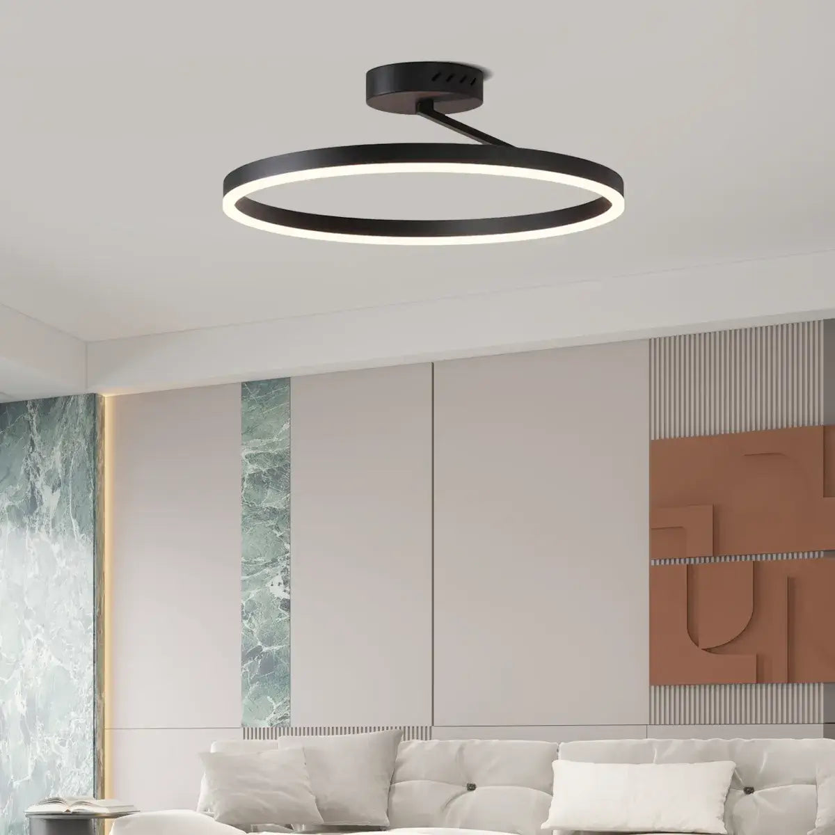 Modern Circular Flush Mount Ceiling Light – Black/White for Bedroom - Flindria