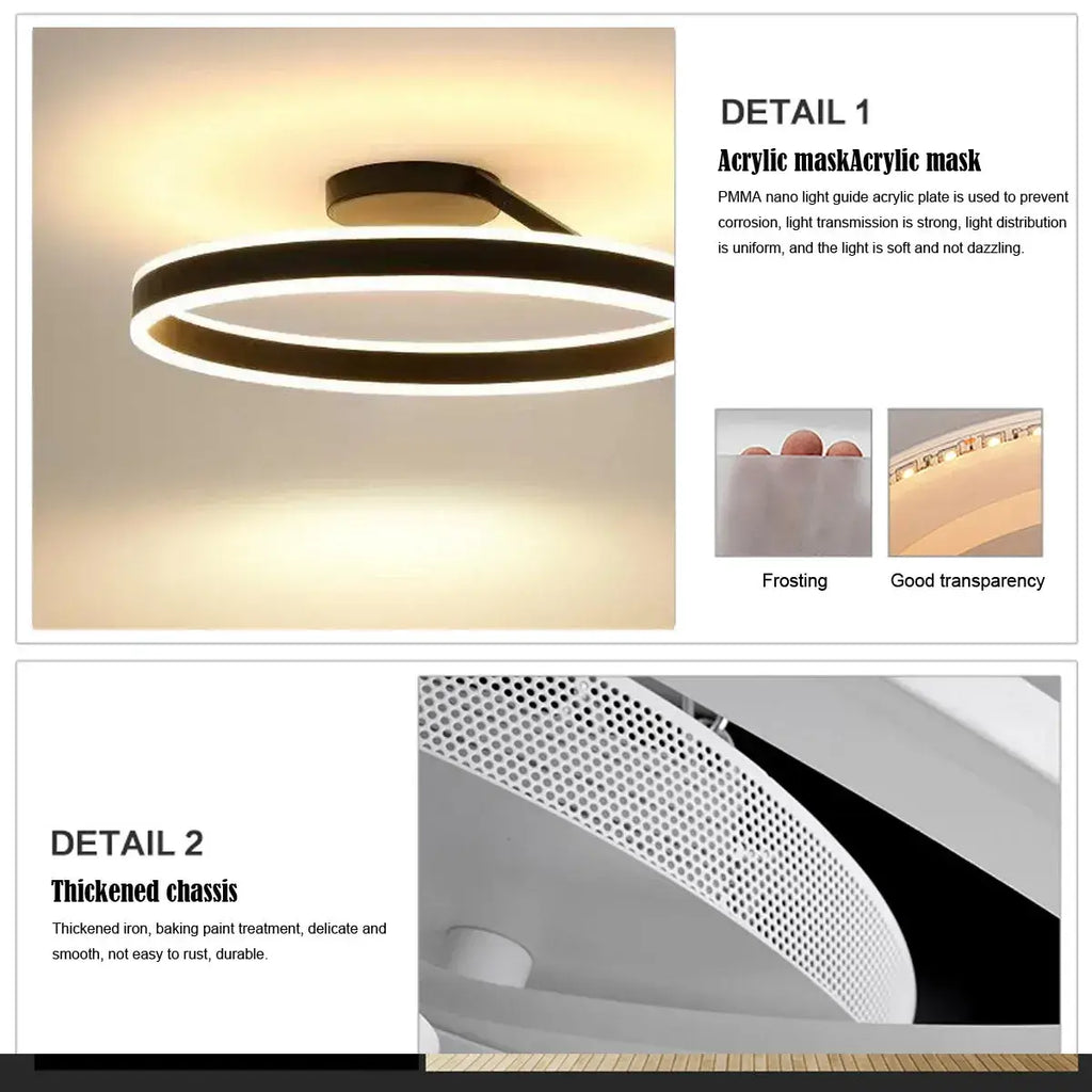 Modern Circular Flush Mount Ceiling Light – Black/White for Bedroom - Flindria