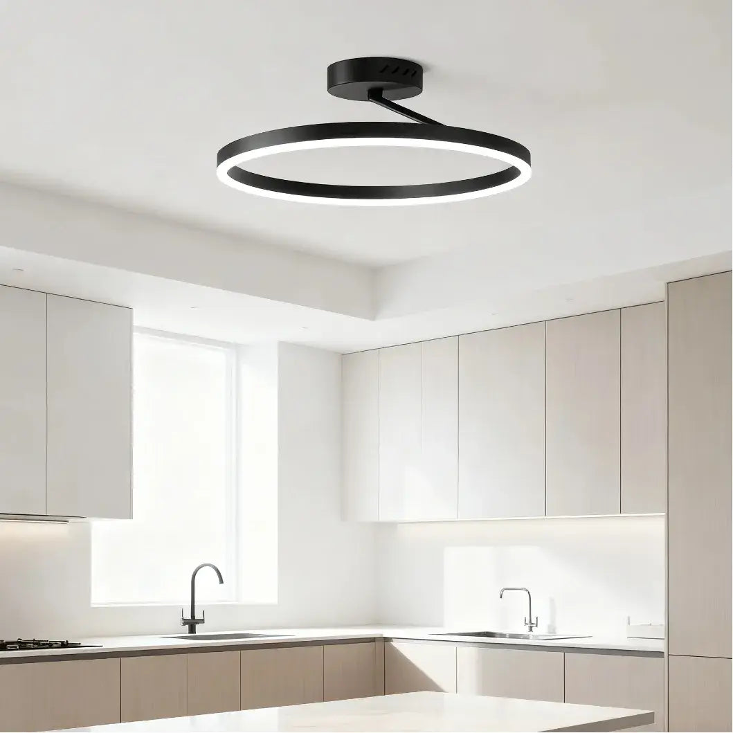 Modern Circular Flush Mount Ceiling Light – Black/White for Bedroom - Flindria