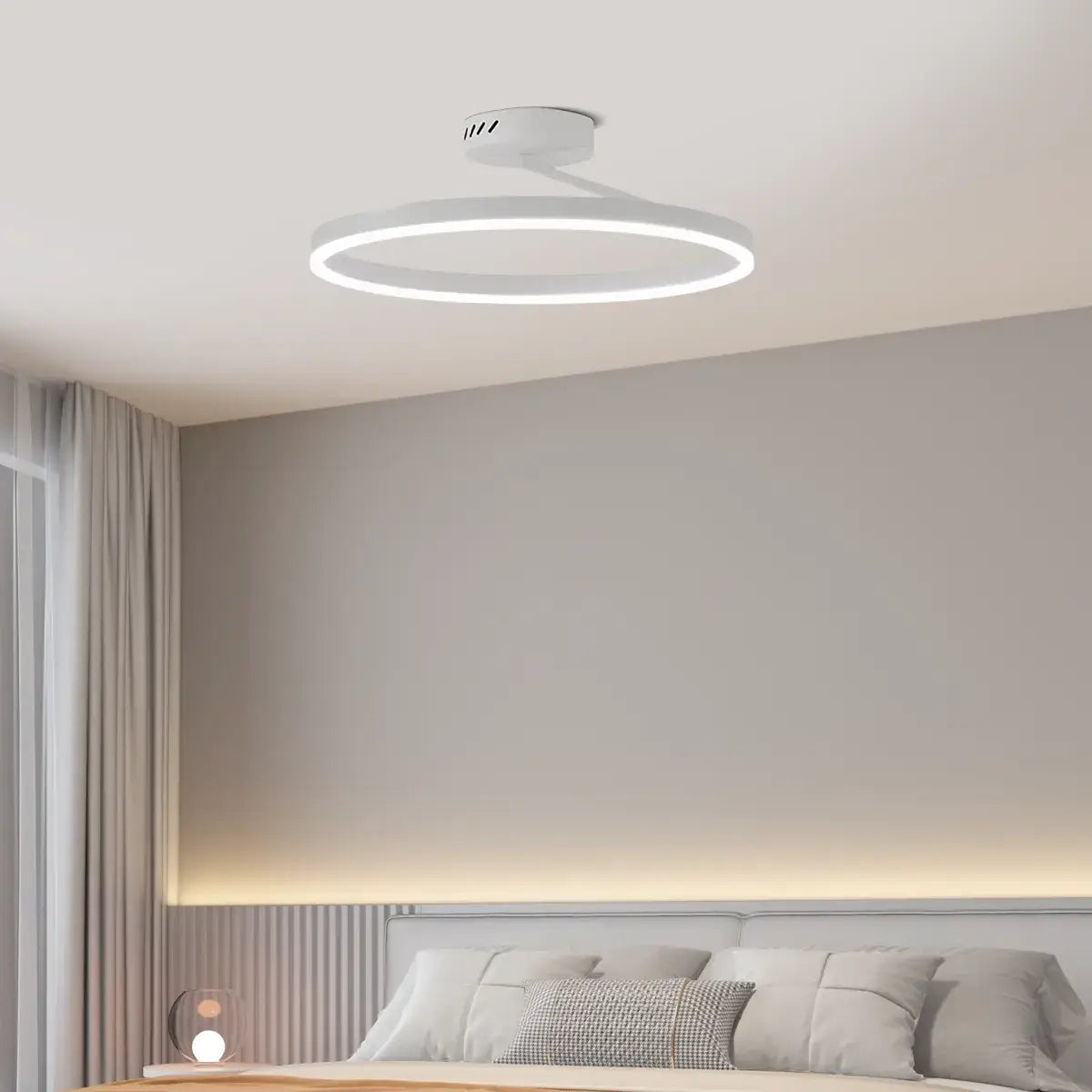 Modern Circular Flush Mount Ceiling Light – Black/White for Bedroom - Flindria
