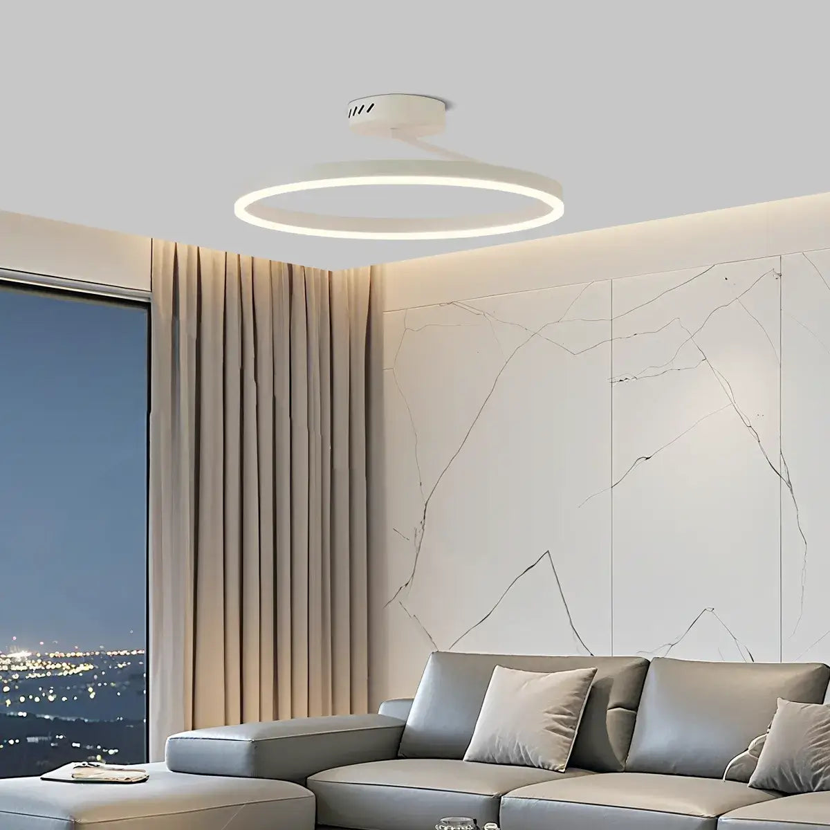 Modern Circular Flush Mount Ceiling Light – Black/White for Bedroom - Flindria