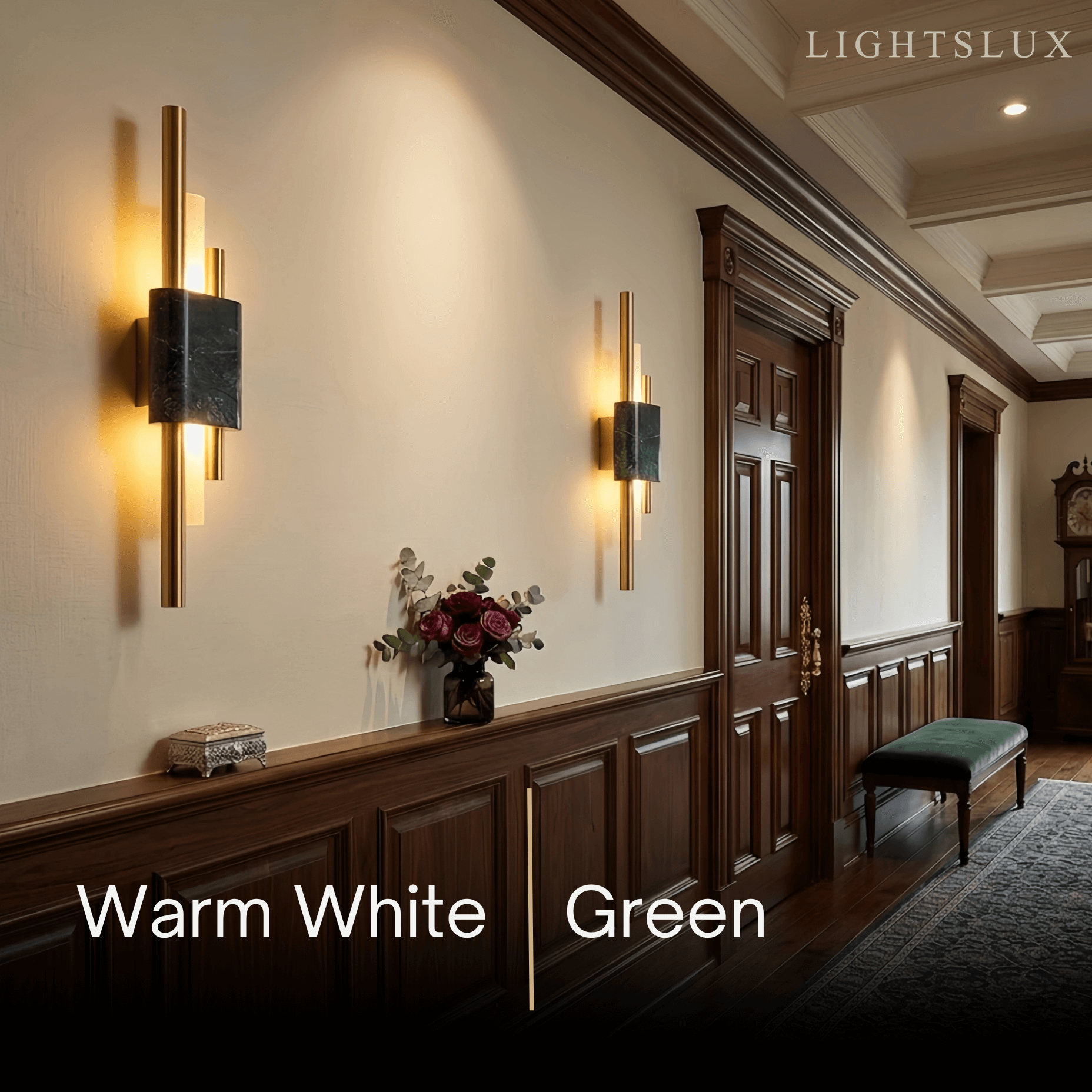 Lámpara de pared cilíndrica moderna – Luz de dormitorio de metal en dorado/verde/blanco - Flindria